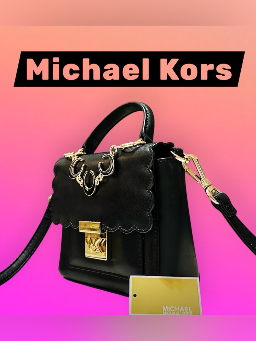 Rare Y2K Michael Kors small crossbody bag Black Leather Satchel - Picture 7 of 17
